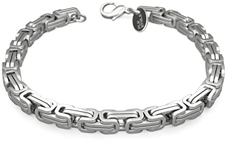 Fly Style Byzantiner Königskette Armband Herren - Königsarmband Edelstahl silber poliert - 6mm breit, 21cm lang
