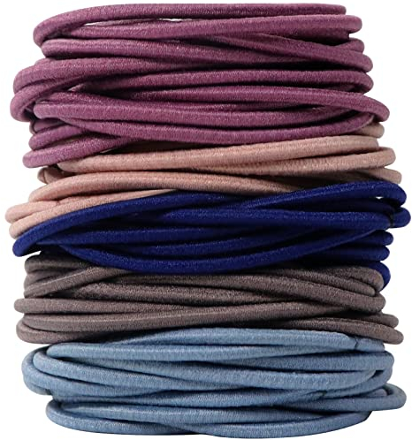 Hanyousheng 100 Stück Haargummis Damen, 4,5 cm Männer Haargummi, Zopfgummis Mädchen, Dünne Haargummi Damen Set, Für Mann Frauen, 5 Farben