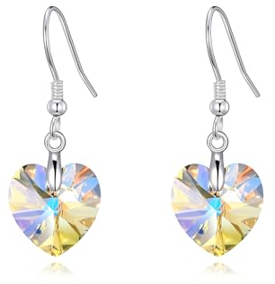 Aurora Borealis Herz-Ohrringe aus Sterlingsilber mit Zircondia®-Kristallen