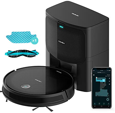 Cecotec Robot Aspirador con Base de Autovaciado Conga 2299 Ultra Home Genesis. Tecnología Giroscópica, 2100 Pa, App, Cepillo Multifunción, Alexa, Depósito Mixto, Capacidad 3 litros, para Suelo Duro