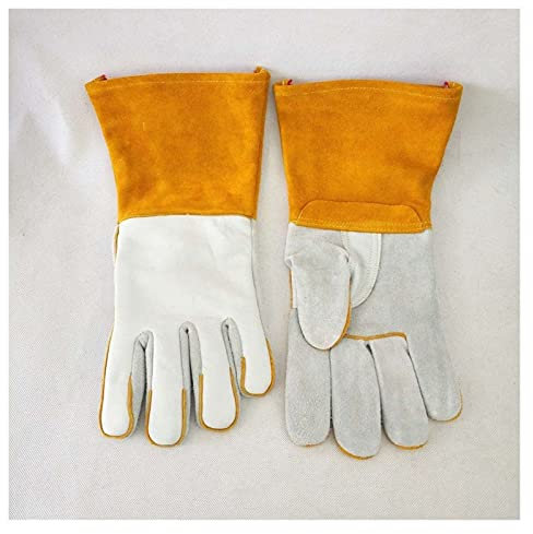 Soldador Guantes de soldadura 1436 cm Split Cowhide y piel de cuero de piel de cuero reforzados y PAL mmig/Palo/TIG Guantes de trabajador de soldadura