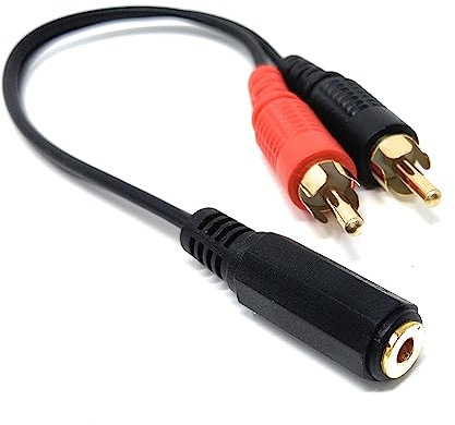 DRUT 1pcs 20cm 3.5mm Stereo Jack Socket to 2 x RCA Phono Plugs Adapter Cable Splitter Audio Lead