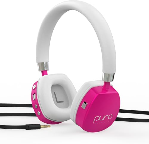 Puro Sound Labs PuroQuiet Plus Lautstärkebegrenzte On-Ear Active Noise Cancelling Bluetooth Kopfhörer – Leichte Kopfhörer für Kinder mit eingebautem Mikrofon – Sicherer Sound (Pink)