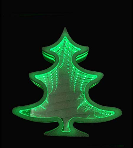 SHANJIA 3D Mirror Night Light, Infinity Mirror Tunnel Light,LED Night Lamp,LED Night Light 3D Mirror Light Tunnel Mirror Light Christmas, for Christmas Party Decoration Home Decor (Christmas Tree)