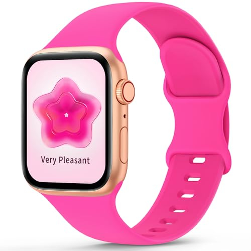 Higgs Silikon Armband Kompatibel mit Apple Watch Armband 38mm 40mm 41mm 42mm 44mm 45mm 46mm 49mm Damen Herren, Weich Sport Ersatz Armbänder für iWatch se Series 10 9 8 7 6 5 4 3 2 1 Ultra,Magenta