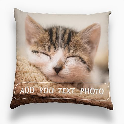 Coussin Personnalisé, Concevez Votre Propre Oreiller Photo, Impression Recto Verso, Oreiller De Couchage Amovible Et Lavable, Adapté Aux Cadeaux Créatifs Maison/Hôtel/Vacances (1 Photo, 35 x 35 cm)