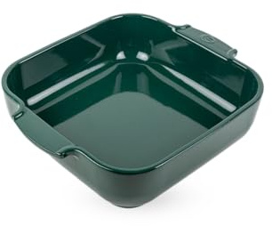 PEUGEOT - Quadratische Auflaufform Appolia 28 cm - Keramik - Waldgrün | 100% natürliche Materialien - Hochgebrannte Emaille - 10 Jahre Garantie