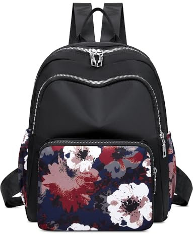 FOLOVEYA Rucksack Damen Klassische Tagesrucksack Leichte Wasserdicht Tasche Anti-Diebstahl Daypack Mehrzweck Umhängetasche Mode Cityrucksack für Arbeit Schule Reise Freizeit Polyester Rosa