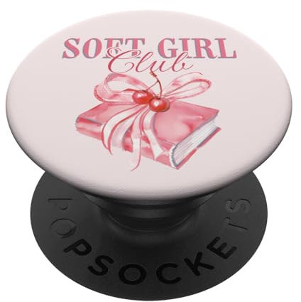 Soft Girl Club Bücher mit Kokette Ribbon Bow Cherries PopSockets mit austauschbarem PopGrip