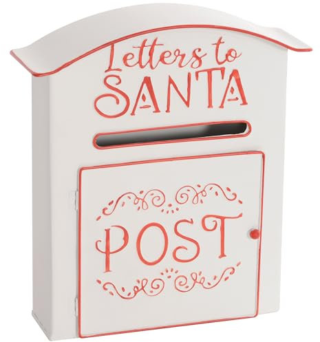 HOMCOM Christmas Post Box, Letters to Santa Mailbox, Wall Mounted Postbox, Christmas Decoration for Indoor and Outdoor, White