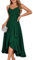 DRESSTELLS Robe de Cocktail Bretelles Haute fête Femme Mariage Longueur au Genou Ourlet à Volants d'été Vert foncé Robe Fourreau Boho fête élégante DarkGreen XL