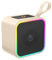 Enceinte Bluetooth portable, Haut Parleur Puissant Bluetooth 5.3, Autonomie 10H, haut parleur bluetooth Microphone Intégré, Lumière LED, surface en cuir PU, pour la Maison, Le Jardin, Soirées, Beige