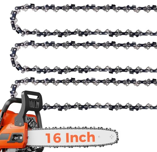 16 Inch Chainsaw Chain 3/8 LP Pitch .050 Gauge 56 Drive Links Fits Craftsman, Poulan, Ryobi, Echo, Greenworks and More- S56 (3 Packs) (91YNP-6)