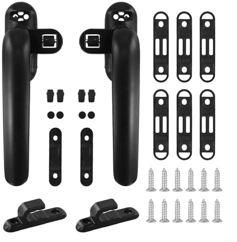 Juego de manijas de aluminio de repuesto para ventanas correderas, incluye todos los componentes de hardware necesarios