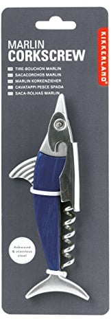 Kikkerland CS22 Tire-bouchon design marlin Acier Inoxydable Bleu 7 x 1,7 x 20,5 cm