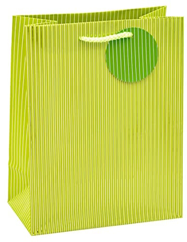 TSI Geschenktüten mit Hot Stamping NADELSTREIFEN, Farbe Grün, 4er Packung, Größe: Mittel (HxBxT 23 x 18 x 10 cm), Art. Nr. 85016-6