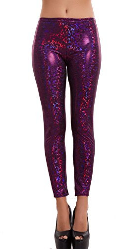 Toocool - Leggings donna multicolor lucidi ballo danza pantaloni nuovi CC-781 [Taglia unica,viola]