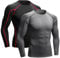 Niksa 2er Pack Herren Kompressionsshirt Funktionsshirt Langarm Sportshirt Fitnessshirt Männer Atmungsaktiv Laufshirt für Running Jogging Gym Schwarz,Grau,M