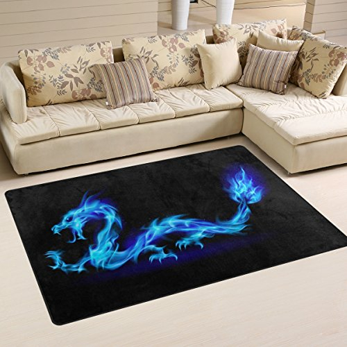 Use7 Teppich mit abstraktem Drachen-Motiv, rutschfest, für Wohnzimmer, Schlafzimmer, 100 x 150 cm