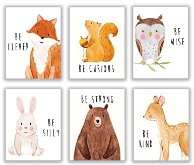 Woodland Nursery Decor, photos d’animaux de bébé pour chambre de bébé, décoration murale de bébé, décoration murale de chambre d’enfant, Woodland Nursery Decor pour les garçons lot de 6 – 8 x 10