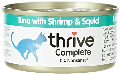 thrive Katze Complete - 100% Katzenvollnahrung Tunfisch, Shrimps & Kalamari (12-er Pack)