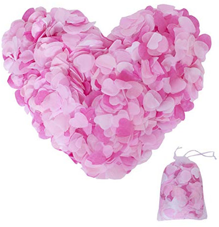 WylbJc Papier-Konfetti in Herzform, 7500 Stück, biologisch abbaubar, für Hochzeit, Geburtstag, Party, Jahrestag, Dekoration, 2,5 cm, 4 Farben (weiß + hellrosa + rosa + rosarot)