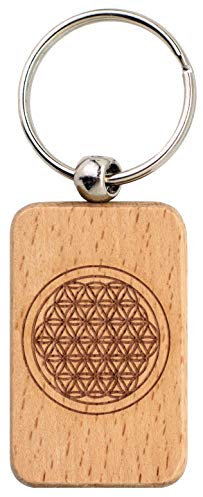 Spruchreif Porte-clés Fleur de Vie | Porte-clés en bois naturel | Cadeau spirituel ésotérique pour adultes unisexes