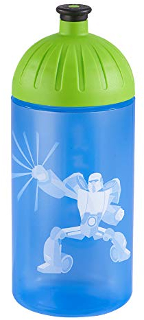 Step by Step Trinkflasche „Power Robot“, blau-grün, auslaufsicher, spülmaschinenfest, BPA-frei, für Schule, Kindergarten, heiße und kohlensäurehaltigen Getränke, für Jungen, 0,5 Liter