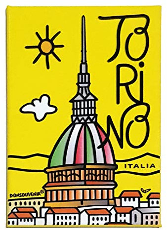 Turin KÜHLSCHRANKMAGNET. Modell: MOLE ANTONELLIANA MIT GELBEM Hintergrund