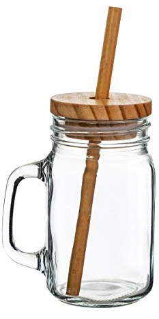 Sass & Belle Glass Mason Jar & Bamboo Straw