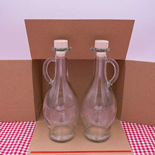 Flaschenbauer - 2 Egezia Glasflaschen 0,5 Liter mit Korken - Leere Flasche mit 500 ml Volumen - geeignet als Likörflasche,Ölflasche, Saftflasche und für Dressings oder Saucen