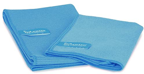 Jemako Set Trockentuch Geschirrtuch groß 45x80 cm mit Profituch Plus S inkl. Wäschenetz (Sinland), (Blau)
