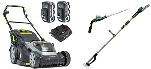 Murray 2x18V (36V) Lithium-Ionen 44 cm Akku-Rasenmäher IQ18WM44, bis zu 640 m2, inklusive 2X 5Ah Batterie und Zweifach-Ladegerät + IQ18PSH 18V Li-Ion Akku 20 cm Polsäge & 41 cm Heckenschere
