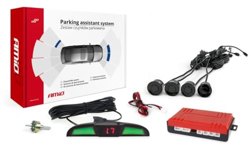 AMiO 02281 Einparkhilfe mit Bohrer mit Sensor mit Montageanleitung Vorne und Hinten schwarz