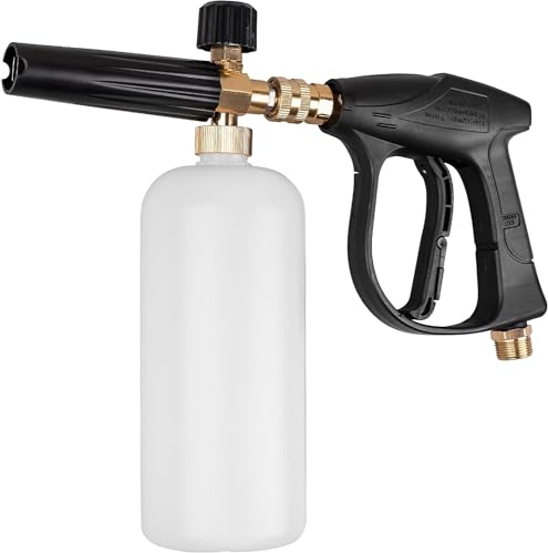 YUET 1/4 Quick Release Snow Foam Lance Foam Gun - 1L Adjustable Nozzle Foam Cannon Bottle Soap Dispenser Sprayer for Pressure Washer Jet Wash Gun, Perfect for Car Wash and Courtyard Cleaning