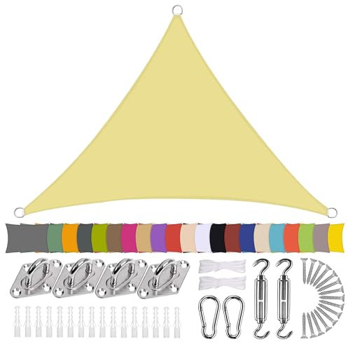 Tenda a Vela Quadrato 2x2x3m Color Crema, Tenda da Sole Quadrata da Esterno, Protezione UV 98%, Protezione Antivento Resistente e Traspirante, ideale per giardino, cortile, piscina