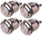 GUUZI 4pcs 19mm 5A/12V/24V/125V/250V Wasserdichter Rastender Druckknopfschalter mit Schraubklemmen Edelstahl-Metallknopfschalter (Hoher Kopf)