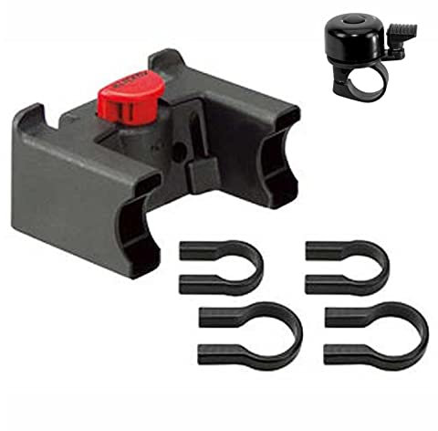 Rixen & Kaul Lenkeradapter für Taschen - Körbe Rucksäcke und mehr 22-26 mm / 31,8 mm inkl. Fahrradklingel