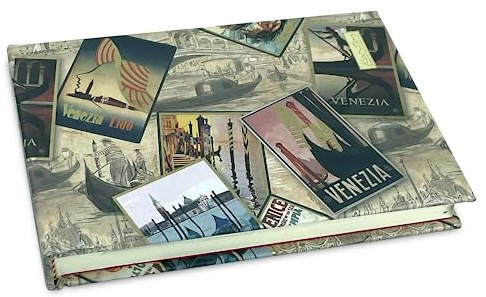 Magicamente Carta Skizzenbuch, Skizzenbuch, A6, Zeichenblock 14,8 x 10 cm, fester Einband, Goldpuder, 96 Blatt, glattes Papier aus Wildleder, Motiv: Venedig