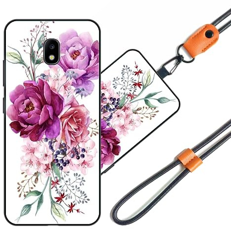 JEZSTHAI Handyhülle Kompatibel mit Samsung Galaxy J3 2017 Hülle Silikon Dünn mit Muster Design,Weiche Flexibel Stoßfeste Schutzhülle mit Handykette & Handykordel zum Umhängen,Nr.A02