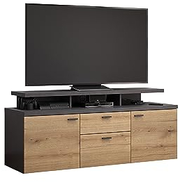 trendteam smart living - Mood - TV-Schrank - Matera/Evoke Eiche - TV-Lowboard mit 3 Fächern und 1 Schublade - (BxHxT) 151 x 66 x 47 cm - Kabeldurchführung