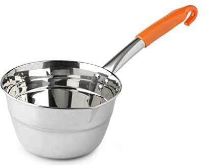 Louche en acier Ménage en acier inoxydable La louche à eau cuisine Cuillère de cuisson et de service pour la soupe (Color : Oranje, Size : L)