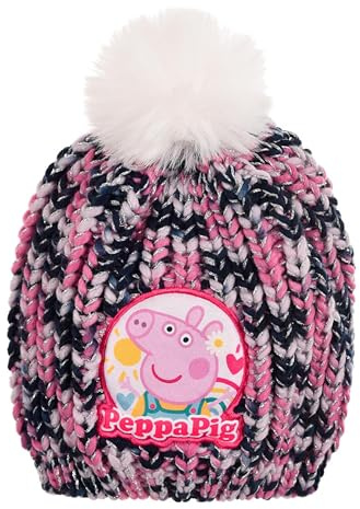 Sun City Peppa Wutz Pig Kinder Mädchen Winter-Mütze Strick Bommelmütze