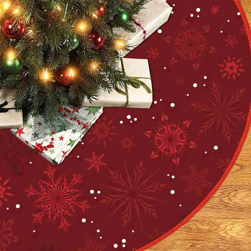 Chickwin Weihnachtsbaum Decke, Christbaumdecke 120cm, Rentier Weihnachtsbaum Röcke, Rentier Weihnachtsbaum Matte, für Weihnachtsbaum Tannenbaum Deko, Weihnachtsdeko (120cm,Weinrot)