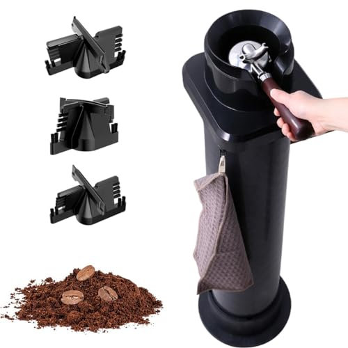 CHHMAELOVE Nettoyeur de Porte-Filtre à café Vertical, Nettoyeur de Porte-Filtre à Expresso Automatique de 58 mm avec 3 Types de têtes de Brosse, boîte à café Commerciale ​