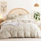 Sedefen Boho Bettwäsche 135x200 cm 4teilig Beige Getuftet Geometrisch Muster Wendebettwäsche Set Stickerei Shabby Chic Böhmen 2 Bettbezug mit Reißverschluss und 2 Kissenbezug 80x80cm
