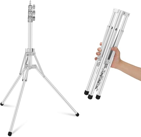 NEEWER Stativo Luce in Metallo con Gambe Reversibili 180°e Borsa, 178cm Treppiede Stativo Portatile con Vite 1/4” 5/8” per Fotografia Interna Esterna Speedlite Strobo Ring Light Softbox, ST178R Bianco