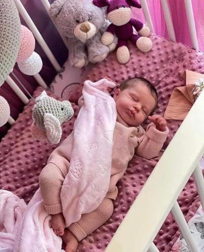 Anano 20 Zoll Reborn Baby Vollsilikon Lebensecht Reborn Baby Mädchen, Vinyl Silikon Newborn Baby Puppe wasserdichte, Lebensecht Reborn Puppe Mit Haaren handgewurzeltes, Babypuppe für Kinder Ab 3+