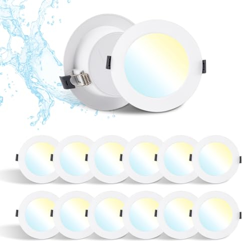 Grebeam 12 er 7W LED Einbaustrahler 230V Flach, 630lm LED Spot Badezimmer, Warmweiß Neutralweiß Kaltweiß 3000K/4000K/6000K, LED Deckenspots Ausschnittlochmaß: φ95-110mm