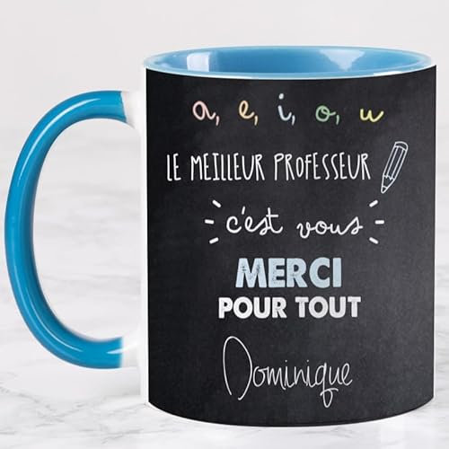 Wanapix | Tasse Personnalisée Enseignants | Cadeau Personnalisé Maitresse/Professeur d'Ecole | Merci Maitresse | Tableau noir